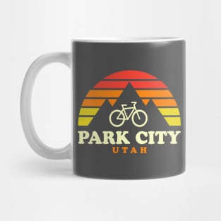 Park City Utah Mountain Biking Retro Sunset Mug